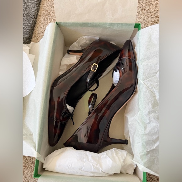 NWB Made-in-Italy Colette cap-toe pumps in tortoise-print leather, 8.5 - Picture 5 of 8